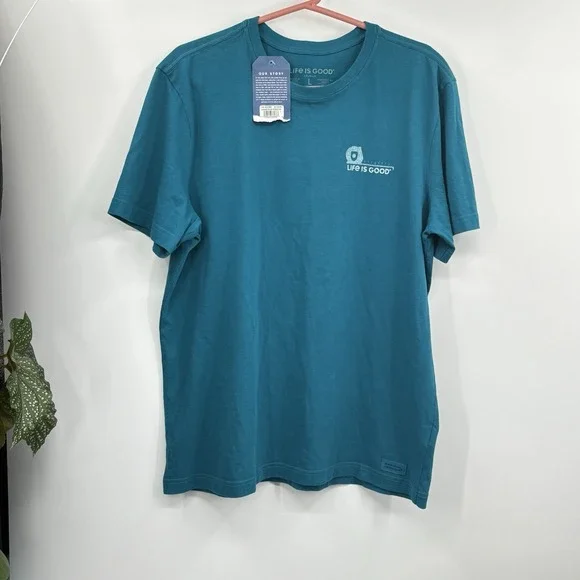Men's‎ Life Is Good L Don't Interrupt Handyman Crusher Tee  New Green Teal Tools - Picture 12 of 12